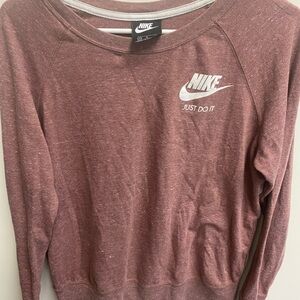 Nike Women's Maroon Crewneck Sweatshirt with White Logo